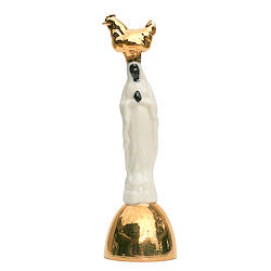 Schwarze Madonna mit goldenem Huhn | Skulptur in Keramik von Peter Hiemstra kaufen Sie jetzt online! ✓Kostenloser Versand